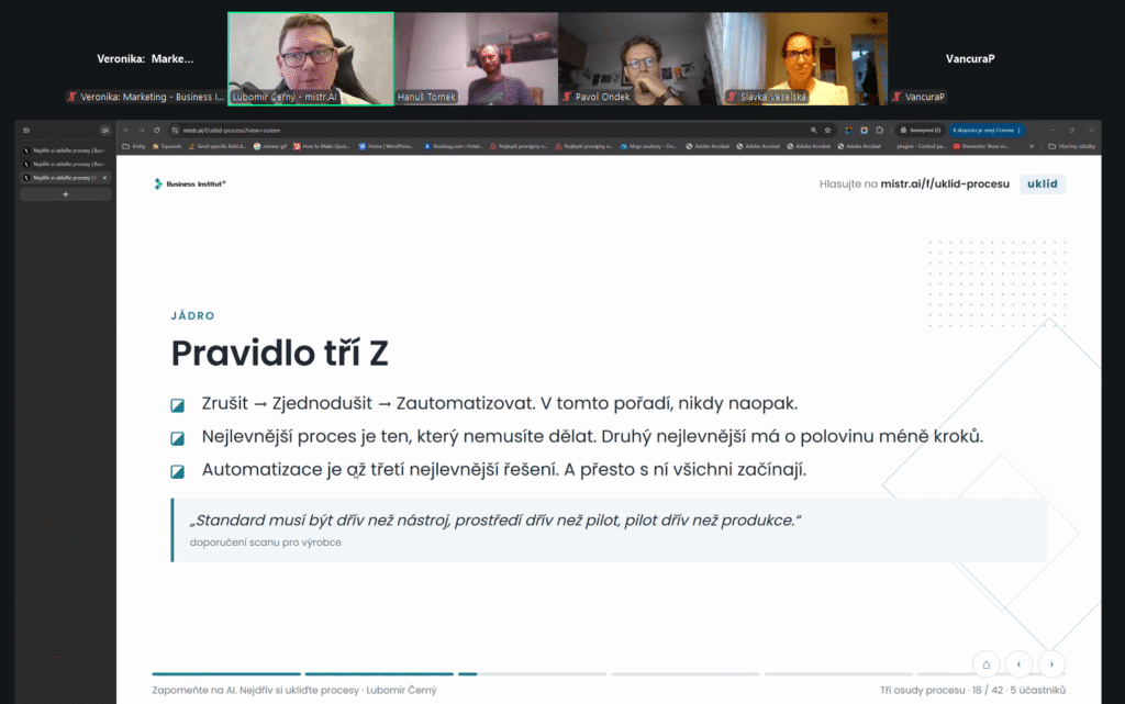 Snimek obrazovky 2026 09 09 174518 WEB | Online seminár "Zabudnite na AI. Najskôr si upracte procesy"